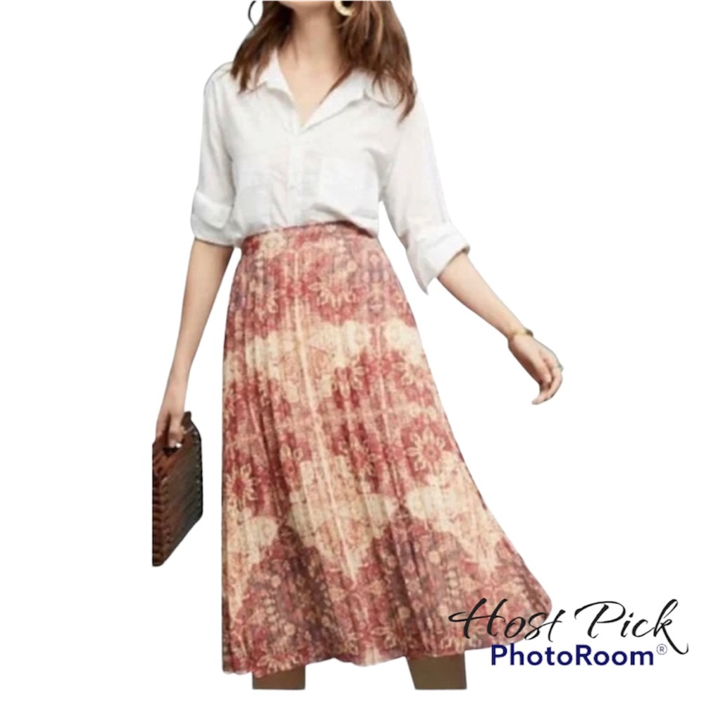 Anthropologie Akemi + Kin Luna Patterned Pleated Skirt